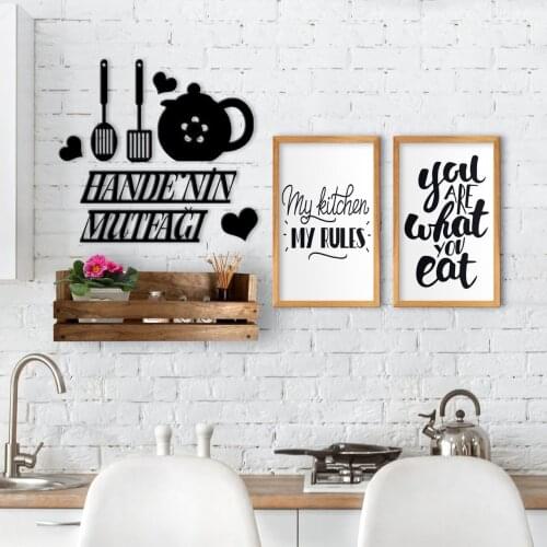 BK Home Decorative Natural Wood Shelf Kitchen Konseptli 2'li Wood Table and İsme Custom Wall Süsü-3