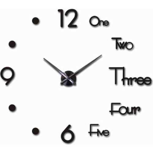 2020 New 3D DIY Large Wall Clock Modern Design Wall Sticker Clock Silent Home Decor Living Room Acrylic Mirror Nordic Wall Clock