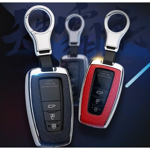 CHEPINFA Leather Car Key Case Cover Shell For Toyota CHR C-HR Prado Camry Avalon Prius Corolla RAV4 Land Cruiser Avalon Keychain