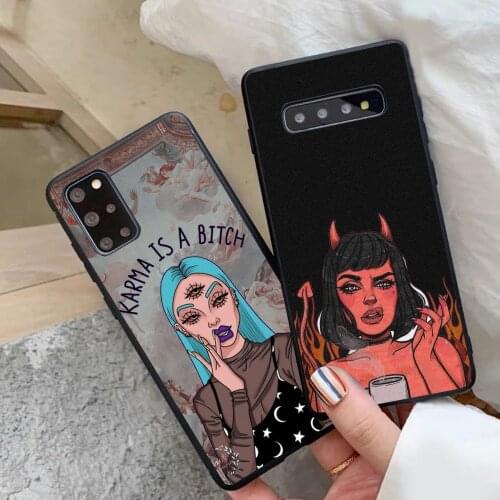 THE ANGELS PROTECT ME THE DEMONS RESPECT ME black TPU Soft Silicone Case For Samsung Note20 Note20Ultra M20 M21 M30S M31 M80S