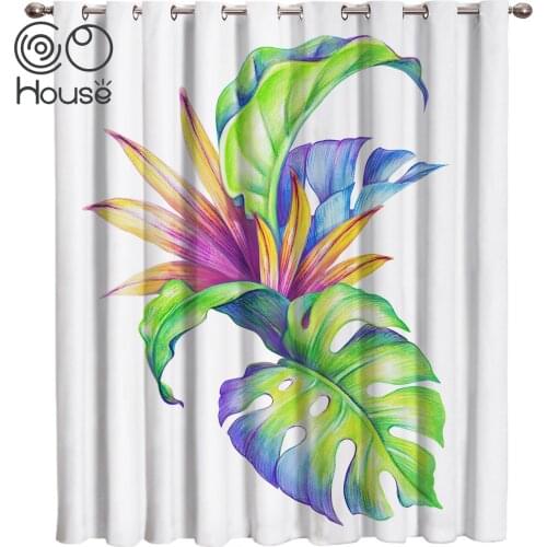 COCOHouse Tropical Leaves Room Curtains Large Window Window Curtains Dark Outdoor Bedroom Kitchen Indoor Curtain Panels With