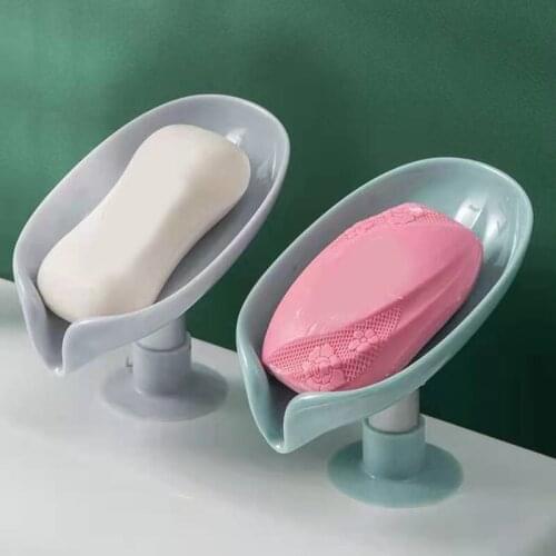 Leaf Shaped Soap Holder Shower Soap Shelf Bath Soap Box Vertical Suction Cup Laundry Soap Dish Storage Tray Bathroom Supplies
