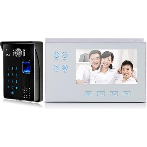 Home Color Video Intercom Doorbell Wired HD Fingerprint Password Swipe Card Electronic Access Control