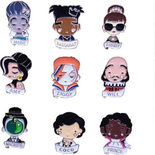 Music Festival Artist ZIGGY AUDREY AMY BASQUIAT WILL MARIE COCO PRINCE Enamel Lapel Pin Brooch Badge Backpacks Button Clothes