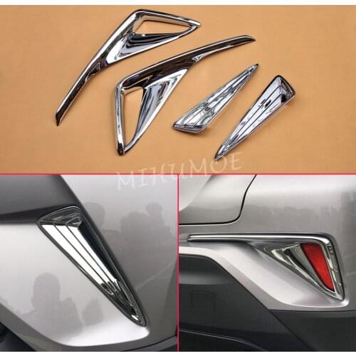 F+R Fog Light Cover Kit For Toyota CHR C-HR 2017 2018 2019 Front Rear Chrome Grill Bumper Reflector Overlay Accessories