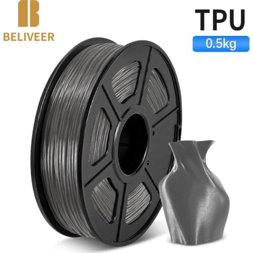 TPU Filament 3D Printer 0.5KG 1.75 MM Refills Bendable Non-Toxic FDM 3D Printer and Printing Pen Material BELIVEER 3D
