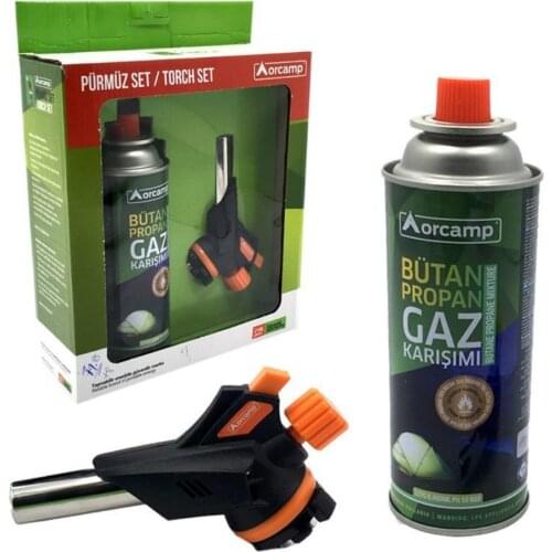 NUSRET Used flashlight torch set camping utensils barbecue picnic butane gas torch windproof adjustable flame lighters kitchen