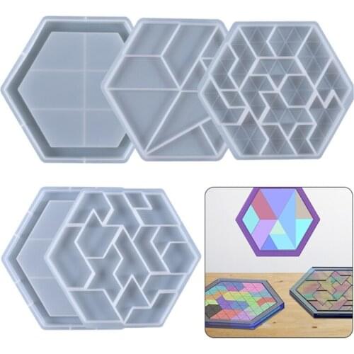 Hexagonal puzzle mold suitable for children and adults-geometric shape pattern building block brain teaser toy mold