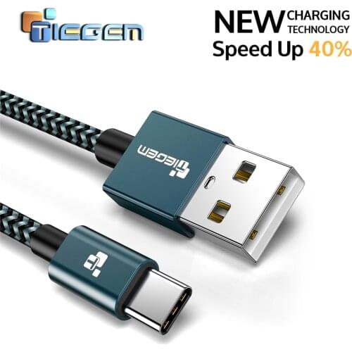 Tiegem USB Type C Cable for Samsung S9 S10 Fast Charge Type-C Mobile Phone Charging Wire USB C Cable for Xiaomi mi9 Redmi note 7