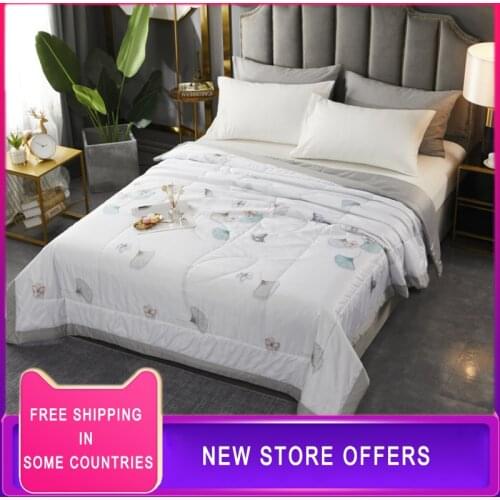 Tencel Digital Printing Style Summer Quilt Skin-Friendly Breathable Air-Conditioning Quilt Sofa Bed Throw Blanket Birthday Gift