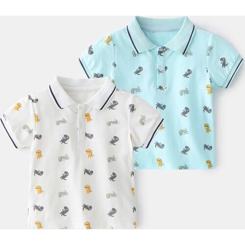 Summer Boys Tees And Polos Short Sleeve Polo Shirt For Boys Cartoon Dinosaur Printed Polo Shirts Clothing
