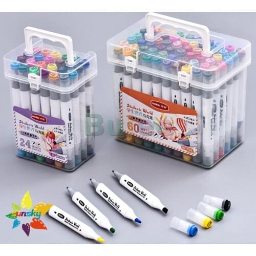 NORY 12/24/36/48/60 color marker pen Colorful two head student designer painting color pen suit Animation painting art supplies