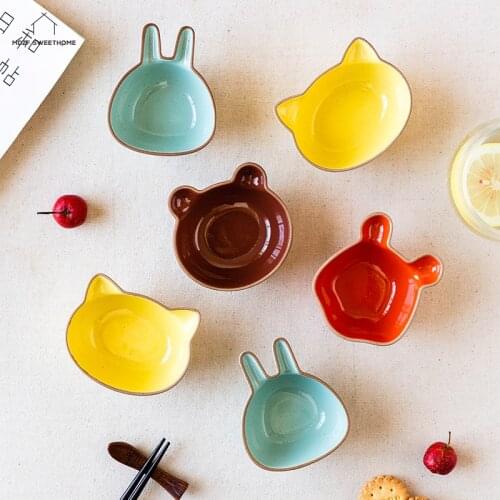 Cartoon Animal Seasoning Dish Ceramic Dessert Sugar Bowl Food Snack Dish Sauce Plate Kitchen Tableware Accessories