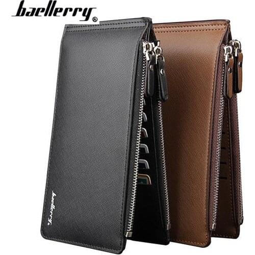Baellerry Casual Leather Men Wallets Brand Design Long Zipper Wallet with Coin Purse credit card Holder Male clutch Carteira