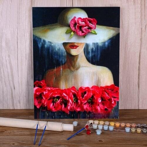 Woman DIY Painting By Numbers Kit Oil Paints 50*70 Paiting By Numbers Decorative Paintings Adults Drawing