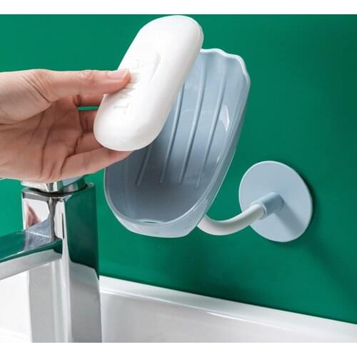 Punch-free Rotatable Soap Holder Wall Sticky Mounted Countertop Dual-purpose Soap Drain Holder Dish Rack Bathroom Accessories
