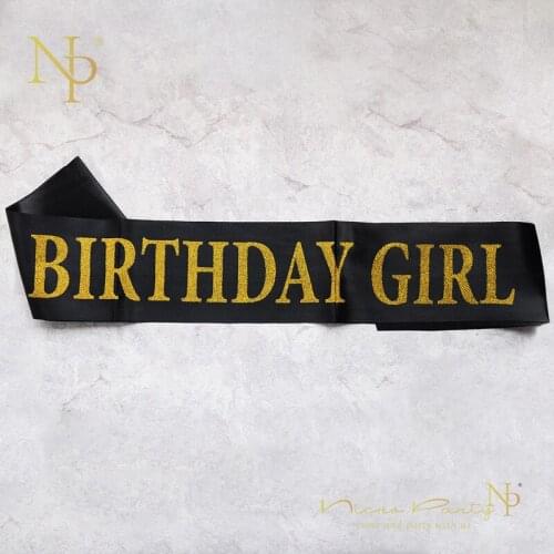 NICROLANDEE 10 pcs Birthday Girl Sash Glitter Satin Princess Happy Birthday Party Decoration