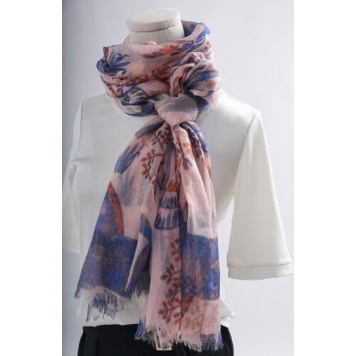 New fashion large size 100%cashmere women exquisite printed boutique thin scarves shawl pashmina 95x210cm pink 2color
