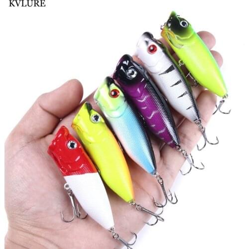 Hot 1pcs Fishing Lures 6.5cm/11g Topwater Popper Bait 6 Color Hard Bait Artificial Wobblers Plastic Fishing Tackle with 6# Hooks