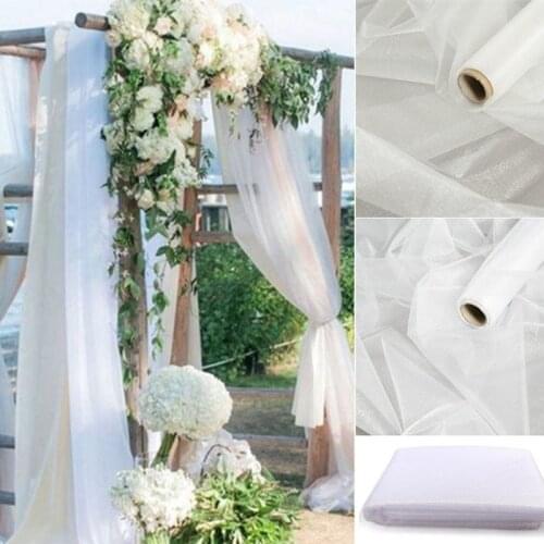 5meter/lot Sheer Crystal Organza Tulle Roll Fabric for Baby Shower Wedding Organza Chair Sashes Ceremony Party Home Decoration