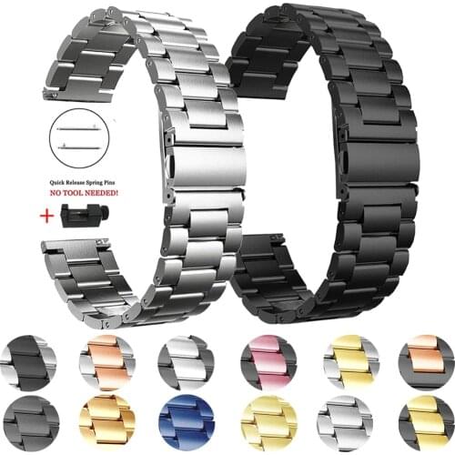 18mm 22mm 20mm 24mm Watch Band Stainless Steel Straps For Galaxy watch active2 44mm 40mm Gear S3 S2 Huawei Amazift bip