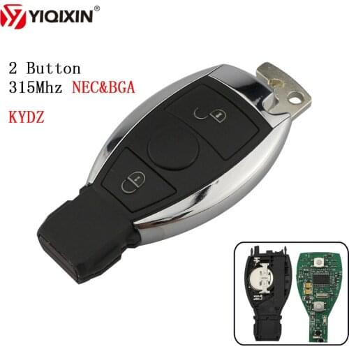 YIQIXIN 2 Button Remote Smart Car Key 315Mhz For Mercedes Benz A E S G CLK SLK ML 2000 NEC&BGA Types Smart Key With Uncut Blade