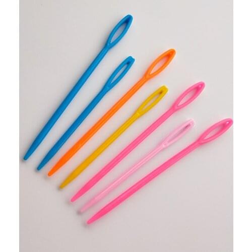 20 pcs Mixed Color 7cm/9cm Plastic Knitting Needles Sweater Weaving Tools Crochet Hooks Wool Yarn Needle Children DIY Accessory