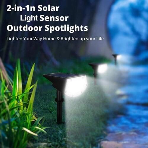 20LEDs Solar Landscape Spotlights IP65 Waterproof LED Spot Lights Outdoor Solar Powered Lawn Lights Wireless for Walkways Garden