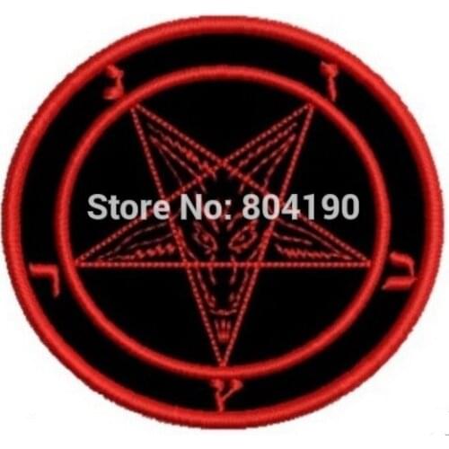 BAPHOMET EMBROIDERED PATCH RED SATANIC 666 PENTAGRAM DEVIL VENOM Music Band EMBROIDERED IRON On Patch APPLIQUE Rock Punk Badge