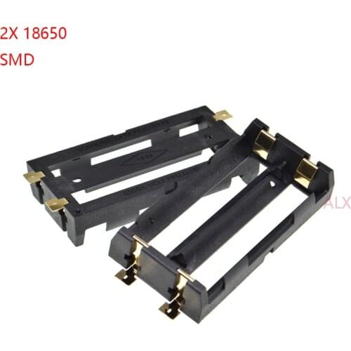 1PCS 2x 18650 battery holder smd smt Batteries case Storage Box With Bronze Pins 2 slot 2*18650 Rechargeable Battery Shell