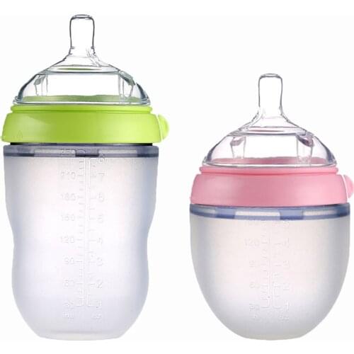 Baby Water Bottle 250ML Wide Mouth Newborn Breastfeeding Boys Girls Feeding Bottles Silicone Infant Nursing Bottles 1PC