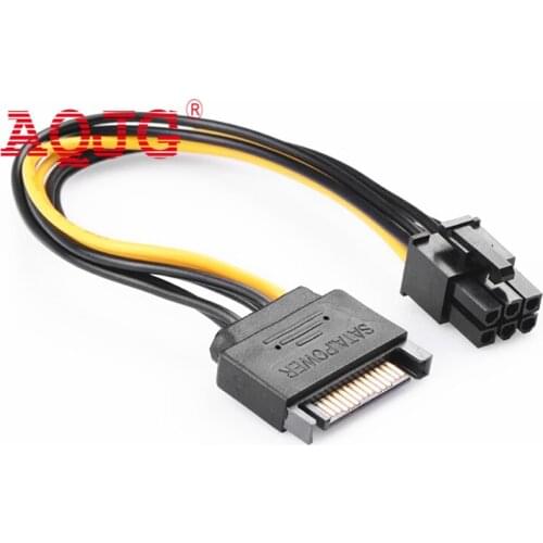 15Pin SATA to 6Pin Power Cable Connector 6P PCI-E PCI Express Adapter Graphics Card Riser Card Converter Cable for BTC Mining