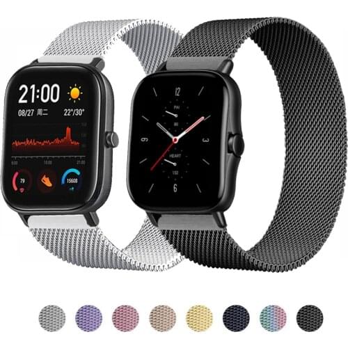 20/22mm Band For Amazfit GTS/2/2e/GTS2 Mini/GTR 42/47mm/GTR2/2e/Stratos 2/3 Metal Smart Watch Bracelet Bip U Bip S Straps Correa