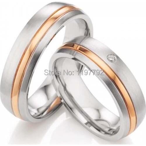 2014 latest new model rose gold color titanium jewelry engagement wedding ring sets designs
