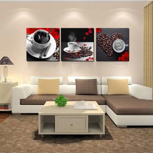 3 Panel Modern Still Life Paintings Printings Coffee Painting Canvas Art Picture For Living Room Kitchen Decoration Wall Cuadros