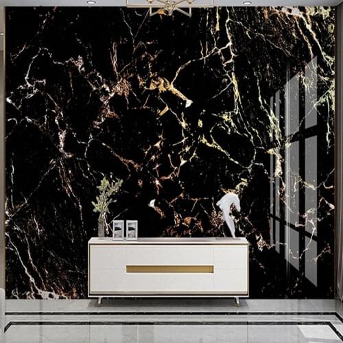 Custom 3D Wallpaper Luxury Golden Black Marble Pattern TV Background Wall Mural Living Room Bedroom Waterproof Canvas Painting
