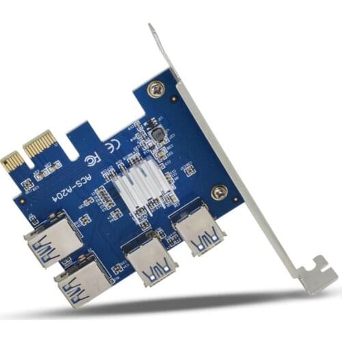 4-port PCI-E To USB Adapter PCI-E X1 To USB 3.0 Riser Card Extender Board Mining PCI-E To USB Adapter Extender For BTC Mining