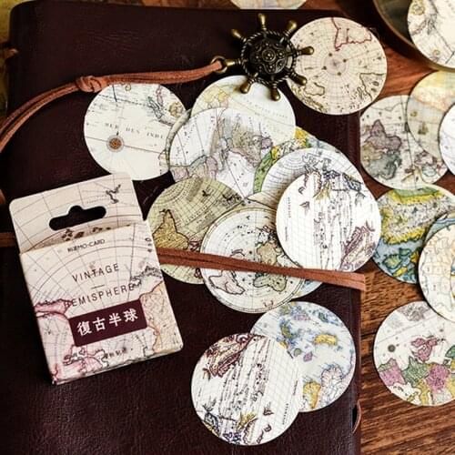 46pcs/Box Scrapbooking Seal Book Label Hemisphere Map Paper Stickers DIY Stationery Diary Decoration Craft Household Supplies