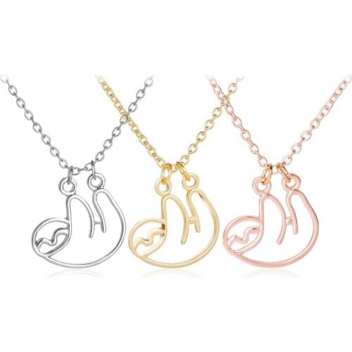 30 Cute animal hollow fun little sloth pendant necklace geometric Origami monkey sloth Nice Gift for Friendsy necklace jewelry