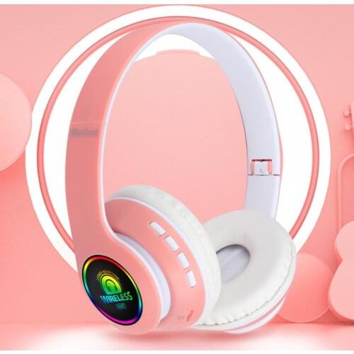 66BT Foldable Bluetooth 5.0 Wireless Headphone Heavy Bass Headset with Light