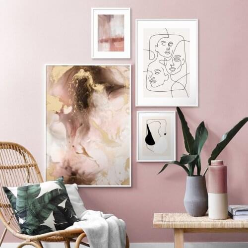 Abstract Painting Pink Swirl Fluid Nordic Posters Prints Wall Art Canvas Painting Wall Pictures For Living Room Cuadros Decor