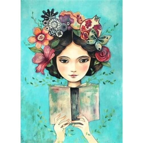 3D DIY Full Rubik Diamond painting Round 5D Square Diamond Embroidery Sale Home decoration rhinestones picture Girl reading book