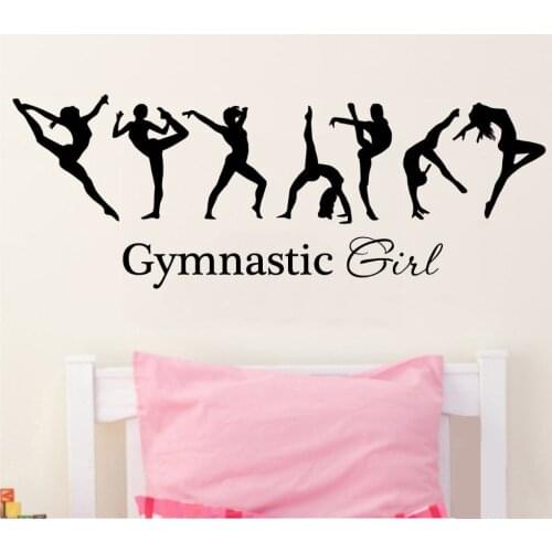 Free shipping pretty girl gymnastics ballerina dac flag mural wall decals warm home bedroom Art Deco wall stickers F-119
