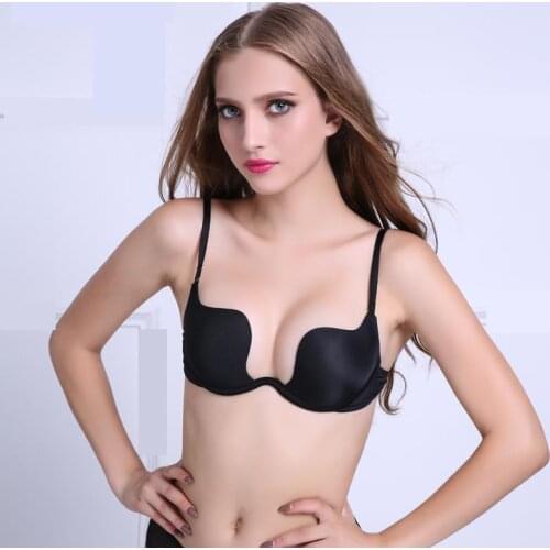 Fashion Racerback support chest Push Up Bra gathe breast Women Bra lingerie deep u sexy Bra multiway Invisible underwire top bra