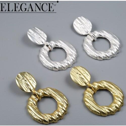 ELEGANCE11 Geometry Metal Exaggerated Earrings Environmental Spray Paint Large Round Earrings Women Minimalist Jewelry Gifts