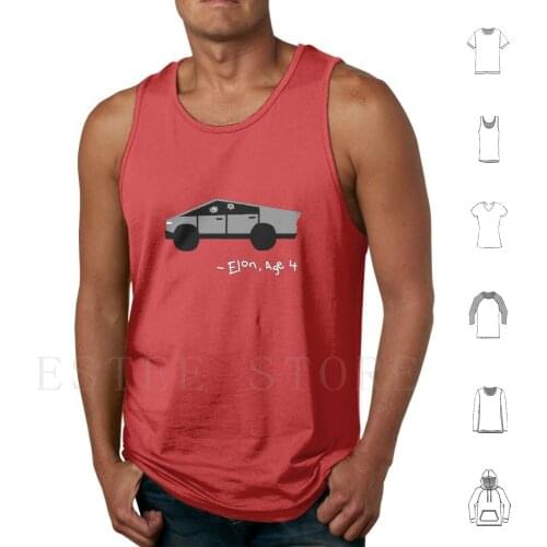Future Electric Ev Cybertruck Pickup By Elon Musk KidS Drawing Funny Design Tank Tops Vest Sleeveless Ev Electric