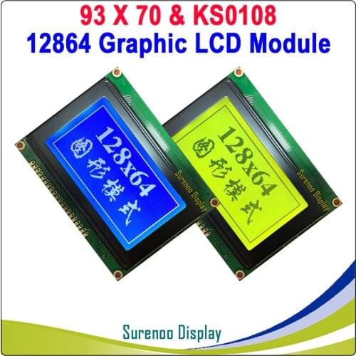 93X70MM Graphic Matrix LCD Module Display Screen 12864 build-in KS0108 Controller with LED Backlight Yellow Green Blue