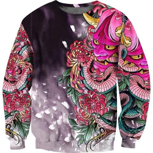 Retro Samurai Tattoo Flowers 3D Printed Autumn Men Hoodies Unisex Casual Pullover Sweatshirts Streetwear Sudadera Hombre DW0507