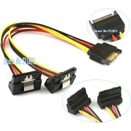One Male Two Female SATA Power Cable 90 degree Right Angle One point 2 Hard Disk DVD-ROM SATA Power Line SATA Power extension