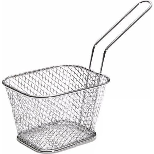 French Fries Basket Mini Square Frying Basket Portable Stainless Steel Chip Deep Fry Chicken Basket with Handle Kitchen Gadgets